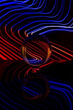 an abstract photo with blue and red lights