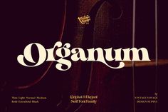 an advertisement for organ music, with the words organum in white letters on it