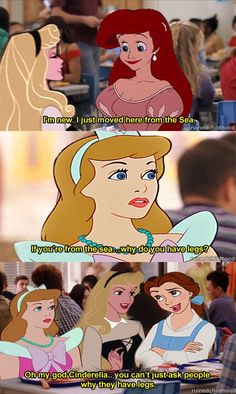 disney princesses as mean girls in the movie, with caption that says they're