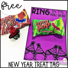 new year treat bag and ring in the new year candy bar with free printables