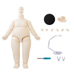 a toy figure is shown with tools to make it look like someones body and head