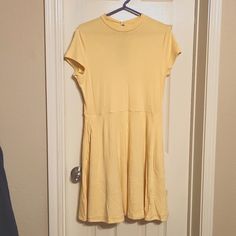 Brand New With Tag. Nothing Wrong With It, Just Not My Style. Very Cute. Button Closure In The Back. Has 2 Pockets. No Shorts And No Built In Bra. Pet Free And Smoke Free Home. Dresses Yellow, Ribbed Knit Dress, Xl Dress, Yellow Dress, Cap Sleeve, Knit Dress, Cap Sleeves, Ribbed Knit, Built In