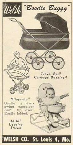 an old advertisement for baby's pram and buggys from the 1950's