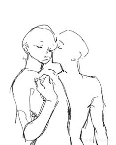 a drawing of two people hugging each other