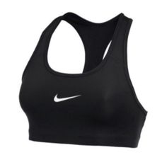 Nike Black Medium Support Non Padded Swoosh 2.0 Sports Bra Brand New Without Tags Marks As Shown Never Worn, May Show Signs Of Storage The Nike Swoosh Sports Bra Combines A Snug Fit With Sweat-Wicking Technology To Help You Feel Supported And Stay Dry During Workouts And Competition. This Product Is Made With At Least 75% Recycled Polyester Fibers. Dri-Fit Technology Moves Sweat From Your Skin To Help You Stay Dry And Comfortable. Racerback Design Lets You Move Naturally Through Your Workout Or Nike Pro Bra, Black Nike Pros, Nike Bra, Medium Support Sports Bra, Gray Sports Bra, Printed Sports Bra, White Sports Bra, Strappy Sports Bras, Nike Sports Bra