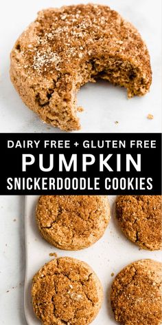 pumpkin spiced cookies with the words dairy free and gluten free on top