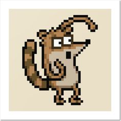 an animal pixel art print with the letter c in it's mouth and tail