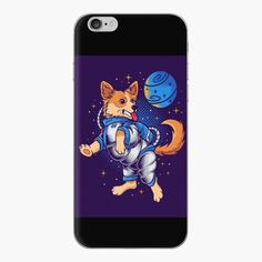 a phone case with an image of a dog in space