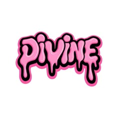 the word pivine is painted in pink and black