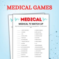 medical games with the words medical match up in red and white on top of it