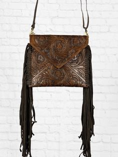 Luxury Western Leather Bag, Luxury Leather Western Bags, Luxury Western Style Leather Bags, Western Handbags With Fringe, Luxury Leather Western Style Shoulder Bag, Western Handbag, Tooled Leather Handbags, Western Handbags, Western Look