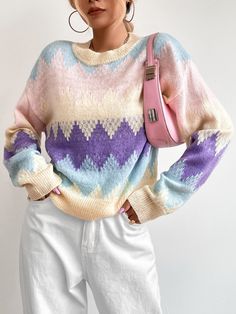 Geo Pattern, Drop Shoulder Sweater, Women Sweaters, Drop Shoulder Sweaters, Kawaii Fashion, Knitwear Women, Shoulder Sweater, Amazing Products, Drop Shoulder