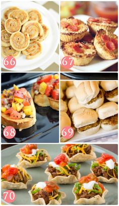 the steps to making mini sandwiches are shown in this collage, including buns and other