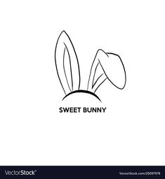 a bunny's head with the word sweet bunny in black on a white background