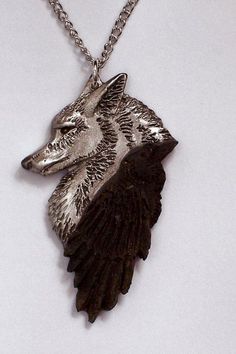 Ravenwolf...... New Design Hand Carved in Fine Pewter Black Raven....Contest for my Follower Raven Wolf, Raven And Wolf, Bran Stark, Wolf Ears, Wolf Necklace, Black Raven, Wolf Jewelry, Fantasy Jewelry, Crows