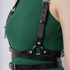 Handcrafted from smooth Italian leather, the Double Belt Harness is a simple and feminine accessory. Featuring gold toned hardware, this versatile piece frames and fits the torso through the shoulder straps and double wrap waist belt. Handcrafted in EU using Italian Full Grain Leather and Nickel Plated Hardware        It is recommended to clean the products after each wear as follows:  The leather parts should be wiped with a soft cloth, slightly damp, and let dry at room temperature the metalli Male Harness Fashion, Belt Harness, Harness Fashion, Double Belt, Water Solutions, Women Motivation, Pearl Jewellery Earrings, Men's Beauty, Cuff Earrings