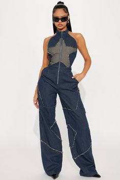 Unique Jumpsuits, Suit Jumpsuit, Fashion Designing, Fitness Apparel, Printed Jumpsuit, Denim Jumpsuit, Dark Wash Denim, Front Zipper, Fashion Nova