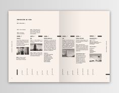 an open brochure with black and white images on the front, side and back pages