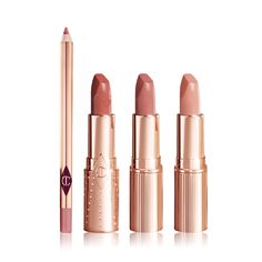 Charlotte Tilbury Charlotte's Nude Lip Icons Kit Best Lip Liners, Nude Pink Lipstick, Charlotte Tilbury Makeup, Lipstick Kit, Lips Shades, Nude Lipstick, Hot Lips, Lip Kit, Nude Lip