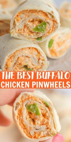 the best buffalo chicken pinwheels are made with only three ingredients and you'll love them