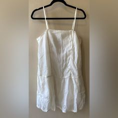 Never Worn! Aerie Eyelet Spaghetti Strap Sundress In Ivory, Size Small. Fully Lined With Adjustable Straps And Cute Trim At The Top And Bottom. Ordered One For My Daughter And Received Twoshe Loved It, So Hopefully You Will Too! Off White Casual Sundress For The Beach, Casual Off White Beach Sundress, Cami Cotton Sundress For Beach, Cotton Cami Sundress For Beach, White Spaghetti Strap Sundress For Daytime, Cotton Cami Sundress For Vacation, White Casual Sundress With Adjustable Straps, Casual White Sundress With Adjustable Straps, Off White Cotton Mini Dress For Beach