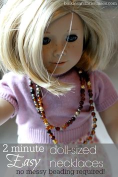 a doll with blonde hair and beaded necklaces