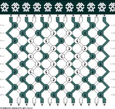 the pattern is shown in green and white, with numbers on each side of it