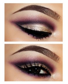 Gorgeous Eye Makeup #Colors #Makeup #Beauty Purple Eye Shadow, Gold And Purple, Painted Ladies, Gold Makeup, Mineral Pigments, Makeup Obsession, Black Eyeliner