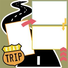 an image of a road trip with signs on the side and arrows in the middle