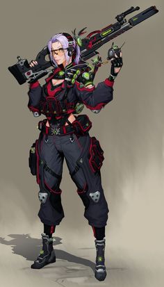 sf PMC sniper, long-range supporting character, uses electronic hybrid sniper rifles and personal reconnaissance drones Warrior Concept Art, Junji Ito, Character Sheet, Drawing Poses, Photo Reference, Drawing Reference Poses, Character Design Inspiration