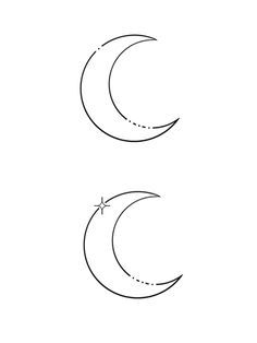 two crescents are shown in black and white, one is drawn with a dotted line