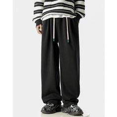 Unisex Casual Straight Sports Sweatpants Fabric: 65% Cotton+35% Polyester Size: M, L, XL, 2XL Multiple Color Selections: Black, Gray, Navy Blue Applicable season: Spring, Autumn, Fall Hip Hop Style Sweatpants With Drawstring For Sports, Full-length Drawstring Sweatpants For Sports, Full Length Drawstring Sweatpants For Sports, Black Drawstring Sportswear Pants, Baggy Solid Color Sports Pants, Winter Sports Baggy Pants, Black Sweatpants With Ribbed Waistband, Casual Black Stretch Sweatpants, Sports Wide Leg Pants With Drawstring