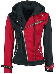 Harley Quinn Jacket, Black Biker Jacket, Hoodie Costume, Color Block Jacket, Punk Outfits, Edgy Outfits, Cotton Hoodie, Jennifer Aniston, Character Outfits