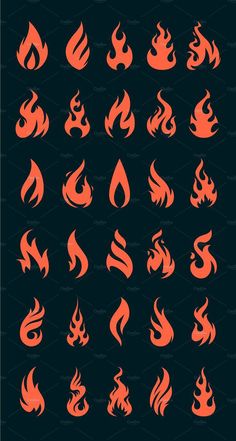 an orange fire font set on a black background