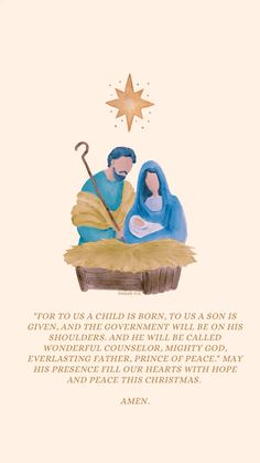 a nativity scene with two people in a manger, and the star above them