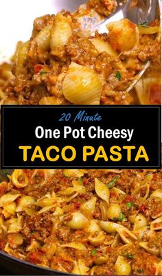 One  Pot Cheesy Taco Pasta Taco Pasta Recipe, Recipes Using Hamburger, Beef Recipes Healthy, Cheesy Taco Pasta, Shell Pasta Recipes, Shell Pasta, Sausage Soup Recipes, Beef Sauce, Ground Beef Pasta