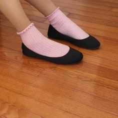 Ballet Flats Socks, Coquette Socks, Aesthetic Lovecore, Lovely Socks, Ballet Flats Pink, Ballet Flats Outfit, Victorian Shoes, Shoes Heels Classy, Cinderella Shoes