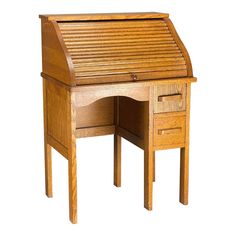 a wooden desk with two drawers and a drawer on the bottom shelf is shown against a white background