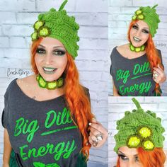 *NOTHING COMES IN THE MAIL, THIS IS A DOWNLOAD DIGITAL INSTRUCTIONAL FILE TO MAKE THIS!* PICKLE FESTIVAL HAT AND CHOKER SET! And it's a BIG DILL! Second in a series of Crochetverse Food Festival Hats! (Check my store for the others!) This elevated pickle hat is perfection for the pickle addict in your life! I am doing a series of hats for all the local niche food festivals and this one just is so cute to me! The main hat is worked in the round DOUBLE strand worsted yarn with an H hook, and the s Crochet Visor Hat Pattern Free, Pickle Festival, Crochet Ocean Animals, Pickle Costume, Crochet Animal Hat, Crochet Pickle, Choker Patterns, Festival Hats, Energy Food