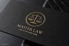 a black and gold business card with the word master law on it