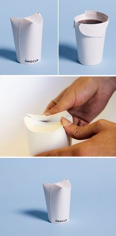 the instructions for how to make an origami coffee cup with paper and glue