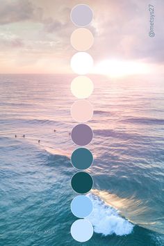 the seven colors of the ocean are arranged in a vertical order to make it look like they're floating