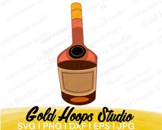 a bottle of wine with the words gold hops studio on it