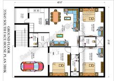 the floor plan for an apartment with two bedroom and living room in one area, which is