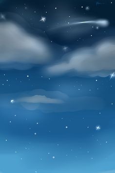 the night sky is full of stars and clouds