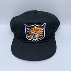 Vintage U.S Military Operation Desert Storm Yupoong Hat Snapback Cap Vintage Black Hat For Outdoor, Vintage Black Outdoor Hat, Vintage Black Baseball Cap With Flat Bill, Vintage Black Baseball Cap For Outdoor, Black Vintage Dad Hat With Curved Brim, Vintage Black Flat Bill Hat, Vintage Black Baseball Cap With Curved Brim, Vintage Black Dad Hat, Vintage Black Cap