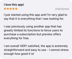 a text message that reads, i love this app i just started using this app and i'm very glad to say that it is everything was looking for