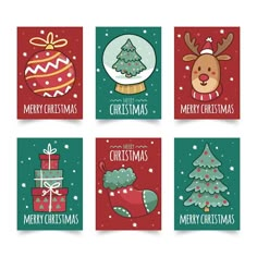 four christmas cards with different designs