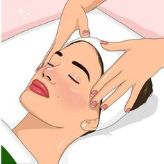 a woman getting a facial massage on her face