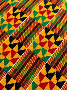 African Kente Print Fabric. Perfect for crafting, quilting, headwraps and making masks. 100% Cotton. 45” Width. Sold by the yard. Kente Color Palette, Kente Cloth Patterns Ghana, Kente Cloth Designs, African Fabric Patterns, Kente Designs, Kente Pattern, Kente Fabric, African Pattern Design, Kente Print